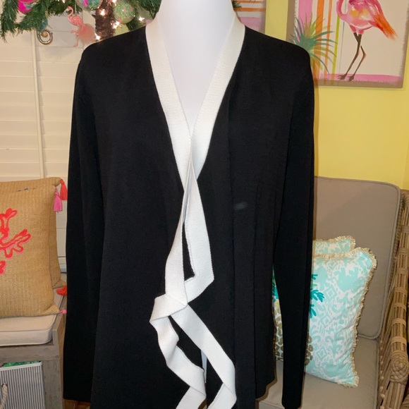 Eileen Fisher Angled Jacket Black/White Size M 20”x 27” - Picture 9 of 13
